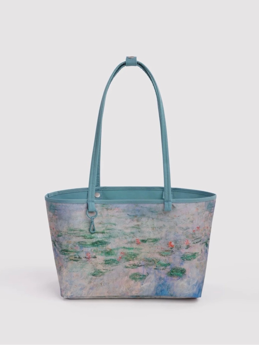 Aqua Artistic Waterlilies Print Tote Bag